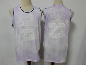 Los Angeles Lakers #23 Lebron James Cloudy Skies Hardwood Classic Jersey