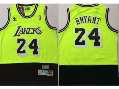 Los Angeles Lakers #24 Kobe Bryant Fluorescent Green Black Split Hardwood Classic Jersey