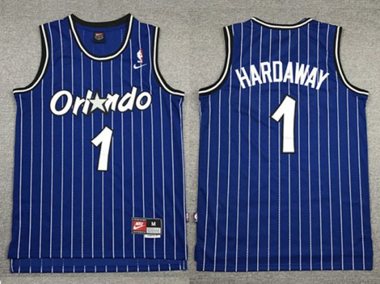 Orlando Magic #1 Anfernee Hardaway Throwback Blue Jersey