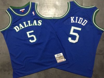 Dallas Mavericks #5 Jason Kidd 1994-95 Blue Hardwood Classic Jersey