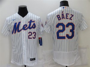 New York Mets #23 Javier Baez White Flex Base Jersey