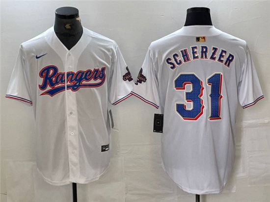 Texas Rangers #31 Max Scherzer White 2024 Gold Collection Limited Jersey