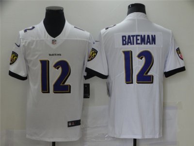 Baltimore Ravens #12 Rashod Bateman White Vapor Limited Jersey