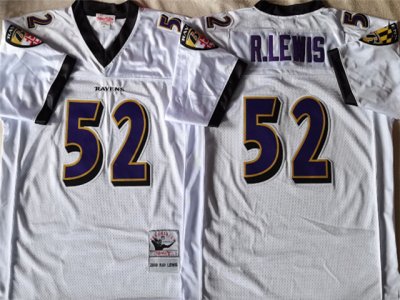 Baltimore Ravens #52 Ray Lewis 2000 Throwback White Jersey
