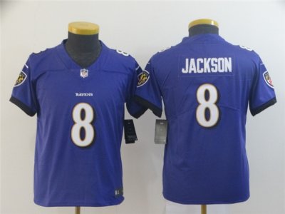 Youth Baltimore Ravens #8 Lamar Jackson Purple Vapor Limited Jersey