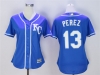 Women's Kansas City Royals #13 Salvador Perez Alternate Royal Blue Cool Base Jersey