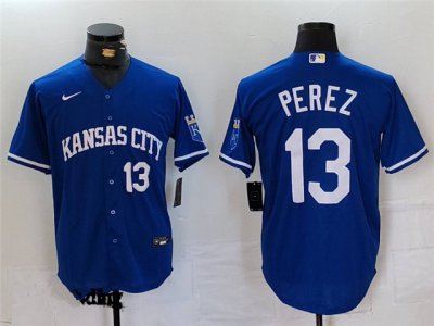 Kansas City Royals #13 Salvador Perez Royal Blue Limited Jersey