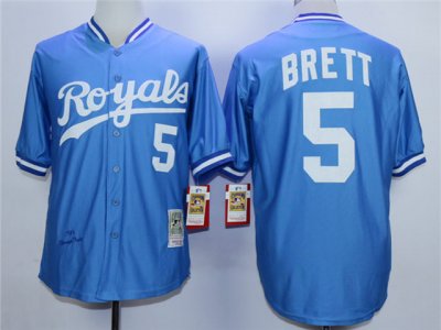 Kansas City Royals #5 George Brett Throwback Light Blue Jersey