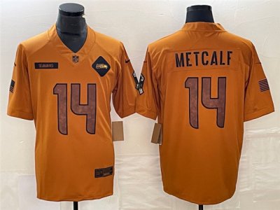 Seattle Seahawks #14 DK Metcalf 2023 Brown Salute To Service Limited Jersey