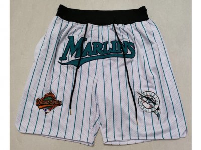 Florida Marlins Just Don Marlins White Pinstripe 1997 World Series Baseball Shorts