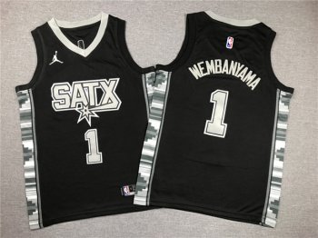 Youth San Antonio Spurs #1 Victor Wembanyama 2022-23 Black Statement Edition Swingman Jersey