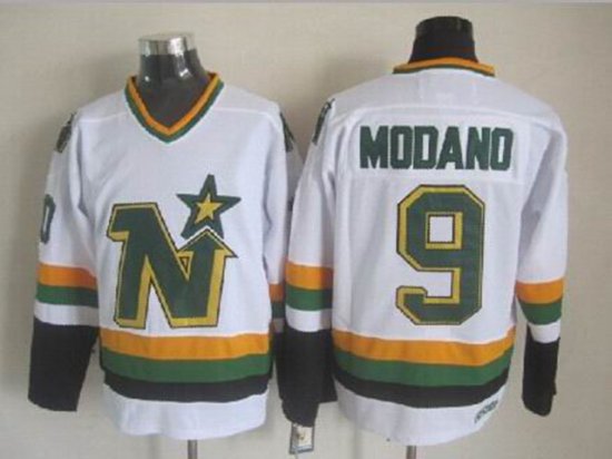 Minnesota North Stars #9 Mike Modano 1980's CCM Vintage White Jersey