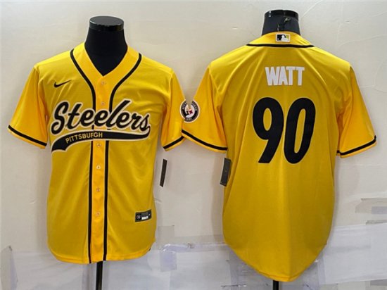 Pittsburgh Steelers #90 T.J. Watt Gold Baseball Cool Base Jersey