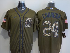 Detroit Tigers #24 Miguel Cabrera Army Green Cool Base Jersey
