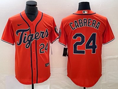 Detroit Tigers #24 Miguel Cabrera Orange Cool Base Jersey