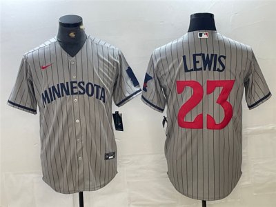 Minnesota Twins #23 Royce Lewis Gray Pinstripe Cool Base Jersey