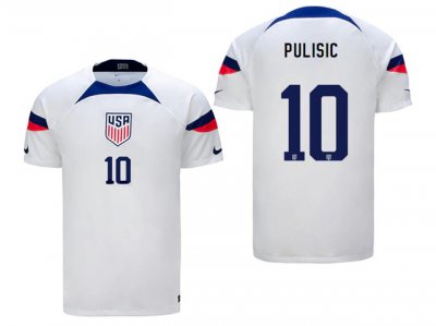 National USA #10 Pulisic Home White 2022/23 Jersey