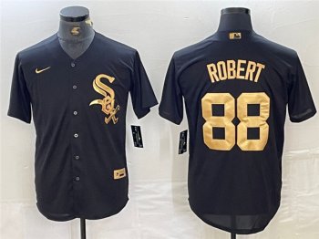 Chicago White Sox #88 Luis Robert Black Gold Jersey