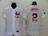 New York Yankees #2 Derek Jeter White USA Flag Fashion 2020 Flex Base Jersey