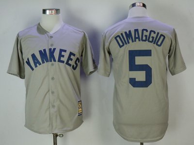 New York Yankees #5 Joe DiMaggio Gray Cooperstown Collection Cool Base Jersey