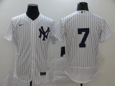 New York Yankees #7 Mickey Mantle White Flex Base Jersey