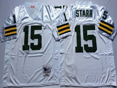 Green Bay Packers #15 Bart Starr Throwback White Jersey