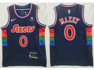 Philadelphia 76ers #0 Tyrese Maxey 2021-22 Navy City Edition Swingman Jersey