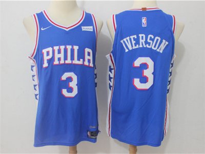 Philadelphia 76ers #3 Allen Iverson Blue Authentic Jersey