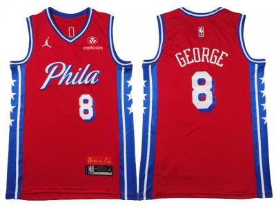 Philadelphia 76ers #8 Paul George Red Statement Edition Swingman Jersey