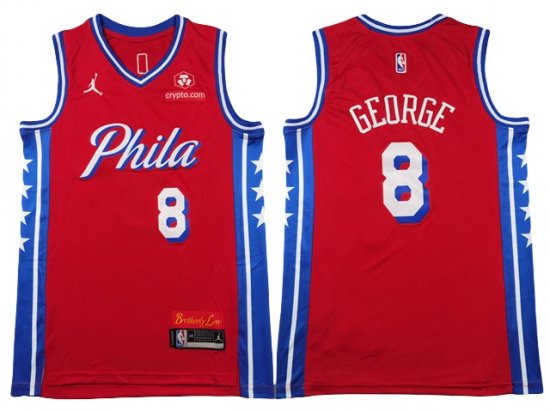 Philadelphia 76ers #8 Paul George Red Statement Edition Swingman Jersey