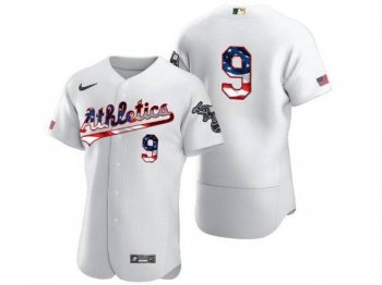 Oakland Athletics #9 Reggie Jackson White Usa Flag Flex Base Jersey