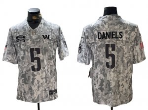 Washington Commanders #5 Jayden Daniels Arctic Camo 2024 Salute To Service Limited Jersey