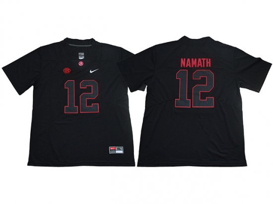 NCAA Alabama Crimson Tide #12 Joe Namath Black College Football Jersey