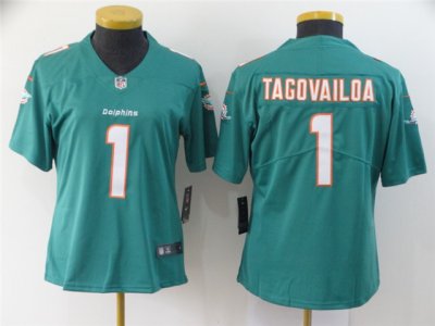 Women's Miami Dolphins #1 Tua Tagovailoa Aqua Vapor Limited Jersey