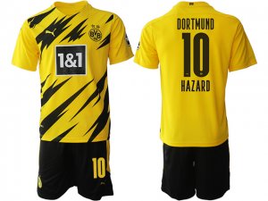 20/21 Borussia Dortmund #10 Thorgan Hazard Home Yellow Short Sleeve Soccer Jersey