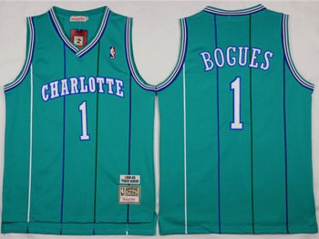 Charlotte Hornets #1 Muggsy Bogues Teal Hardwood Classic Jersey