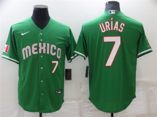 Mexico #7 Julio Urías Green Cool Base Jersey