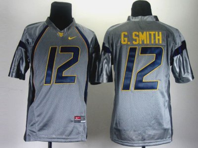 Youth NCAA West Virginia Mountaineers #12 Geno Smith Gray Jersey