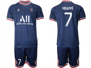 Club Paris Saint Germain #7 Mbappe Home Navy 2021/2022 Soccer Jersey