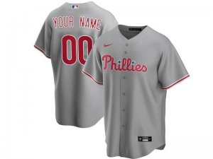 Philadelphia Phillies #00 Road Gray Cool Base Custom Jersey