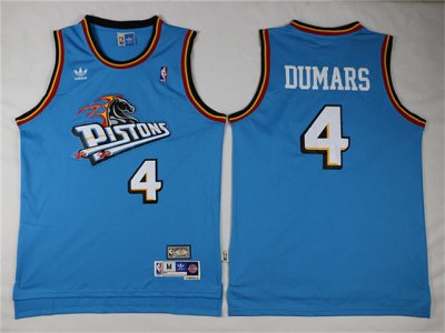 Detroit Pistons #4 Joe Dumars Light Blue Hardwood Classics Jersey