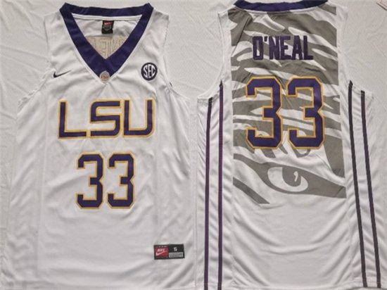 NCAA LSU Tigers #33 Shaquille O'Neal White College Basketball Jersey