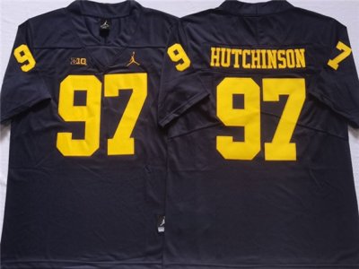 NCAA Michigan Wolverines #97 Aidan Hutchinson Navy College Football Jersey