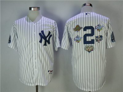 New York Yankees #2 Derek Jeter White 5x MLB World Series Champions Cool Base Jersey