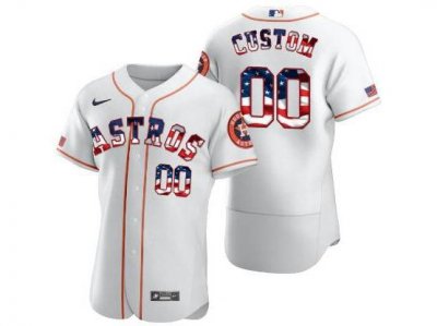 Houston Astros Custom #00 White USA Flag Flex Base Jersey