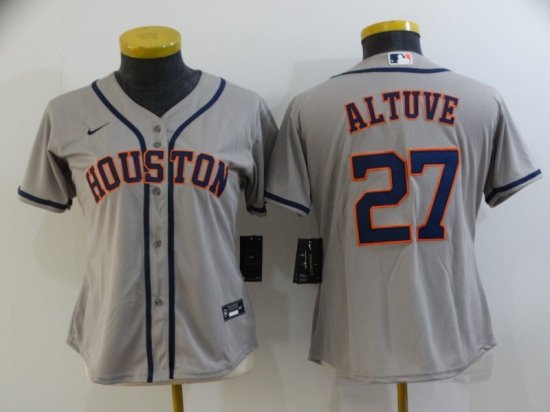 Womens Houston Astros #27 Jose Altuve Gray Cool Base Jersey