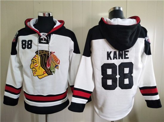 Chicago Blackhawks #88 Patrick Kane White Ageless Must-Have Lace-Up Pullover Hoodie