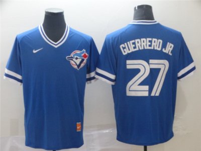 Toronto Blue Jays #27 Vladimir Guerrero Jr. Blue Cooperstown Collection Legend V Neck Jersey