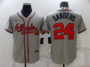 Atlanta Braves #24 Deion Sanders Gray Cool Base Jersey