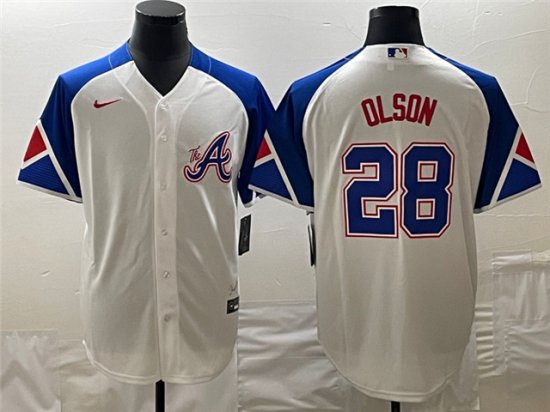 Atlanta Braves #28 Matt Olson White 2023 City Connect Jersey